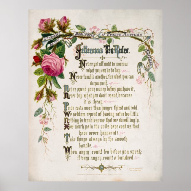 POSTER 10 REGRAS DE TOM JEFFERSON DE 1873 (Frente)