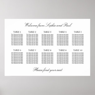 Poster 10 Tabela Gráfico de Assentos Minimalista Elegante