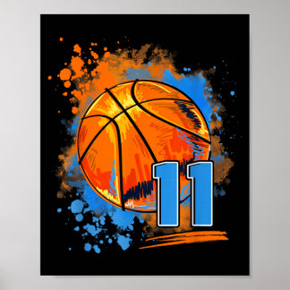 Poster 11 Anos de Idade 11º Aniversário Basquete