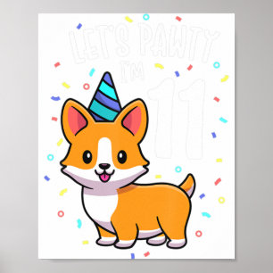 Poster 11 Anos De Idade, Cão-De-Corgi 11 Festa de anivers