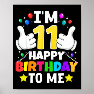Poster 11 Anos de Idade Eu Tenho 11 Feliz Aniversário Par