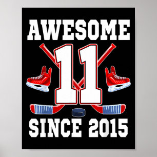 Poster 11 Anos Incríveis Desde 2015 Tema de Hockey Aniver