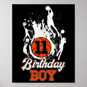Poster 11 Birthday Bysketbyll Theme Birthday Boy 11 anos