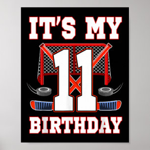 Poster 11 Birthday Ice Hockey Player 11 Anos