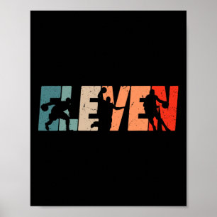 Poster 11 Birthday Retro Bysketbyll 11 Anos Old Boy Gi