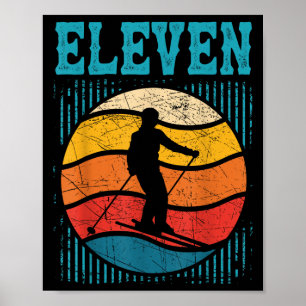 Poster 11 Birthday Retro Ski Skiing Meninos De 11 Anos Gi