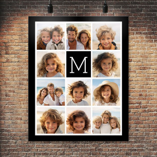 Poster 11 Colagem de Fotos Instagram Monograma Preto Pers