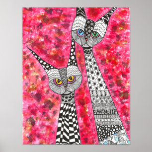 Poster 11" dos gatos Siamese x 14" (você pode