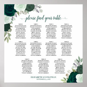 Poster 11 Mesa Gráfico de Assentos de Casamento Floral Es