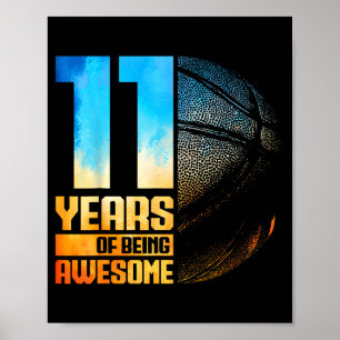 Poster 11 Velho Jogador de Basquete de 11 Anos Humor Basq