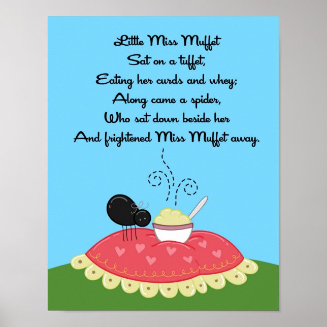 Póster 11x14 Pequena Miss Muffet Rhyme Kids Room Wall Art (Frente)