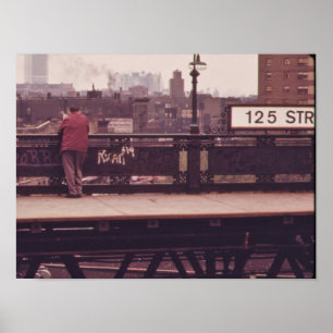 Poster 125th Plataforma elevado do trem da rua, New York