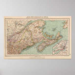 Póster 129 Maine, Nova Escócia, Novo Brunswick, Quebeque