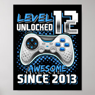Poster 12 Birthday Boy Nível 12 Gamer 12 Anos Vídeo Gam