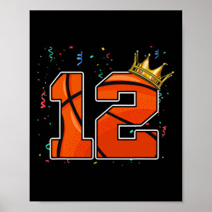 Poster 12 Birthday Bysketbyll Grande Número 12 Anos