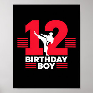 Poster 12 Birthday Karate Boy 12 Anos Taekwondo Lo