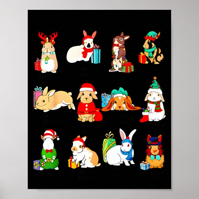 Poster 12 Bunny Of Christmas Bunny Rabbit Christmas Xmas  (Frente)