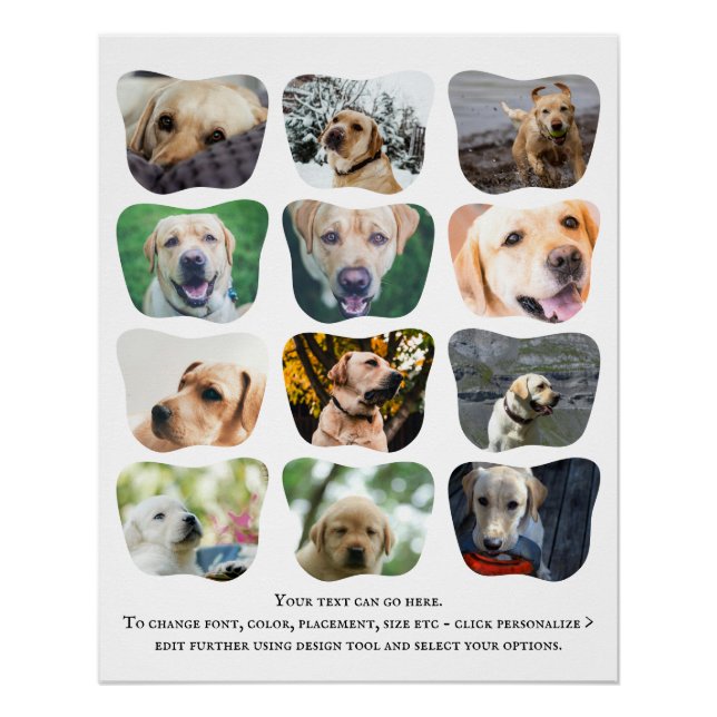 Póster 12 Colagem De Fotos E Texto Único Personalizado (Frente)