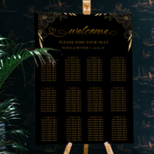 Poster 12 Conselho de Gráfico de Casamento Negra Elegante