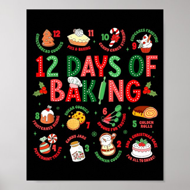 Poster 12 Dias De Padaria Padeiro Natal Cozinhe Chef Pada (Frente)