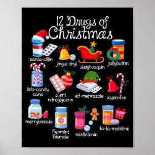 Poster 12 Drogas do Natal Farmacêutico Técnico Pharma