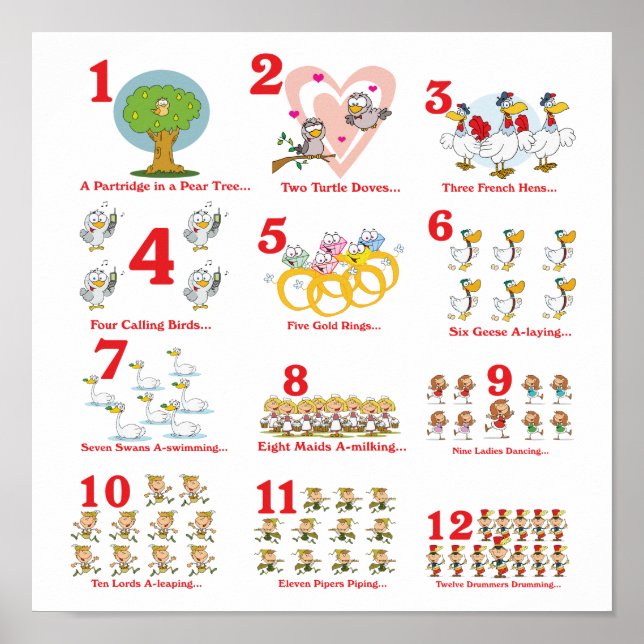 Poster 12 duodécimos dias de natal completos (Frente)