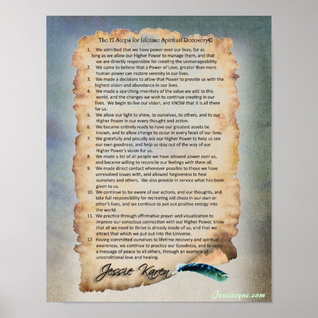 Póster 12 etapas para uma recuperação espiritual vitalíci (Frente)