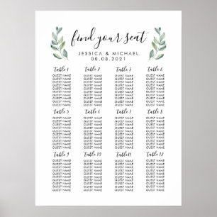 Poster 12 Gráfico de Assentos Convidados de Casamento Gra