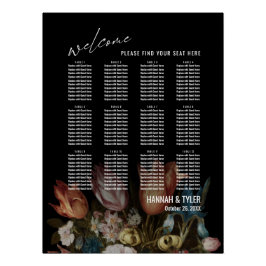 Póster 12 Gráfico de Assentos Mesas com Florais-Mestre Ho