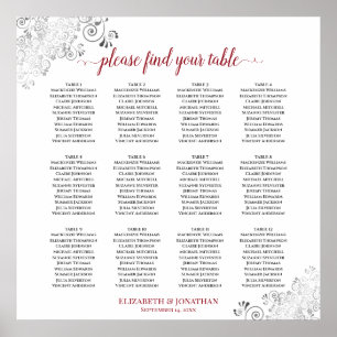 Poster 12 Gráfico de Casamento Vermelho e Branco Franco-