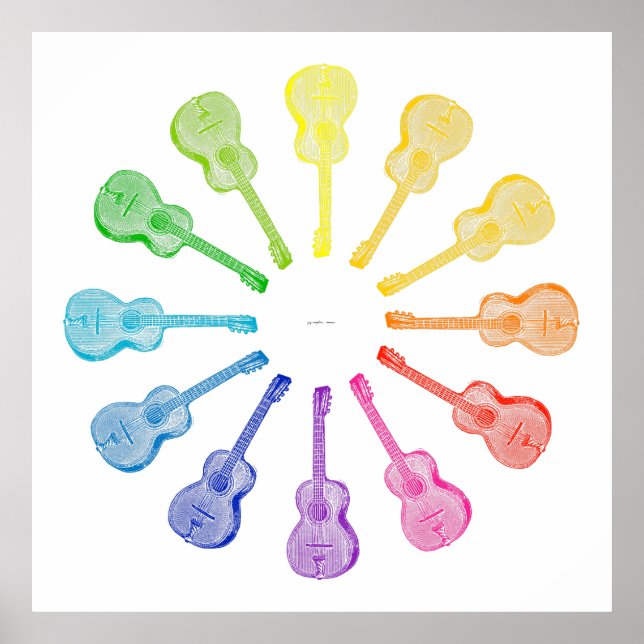 Poster 12 Guitarras - Roda colorida (Frente)