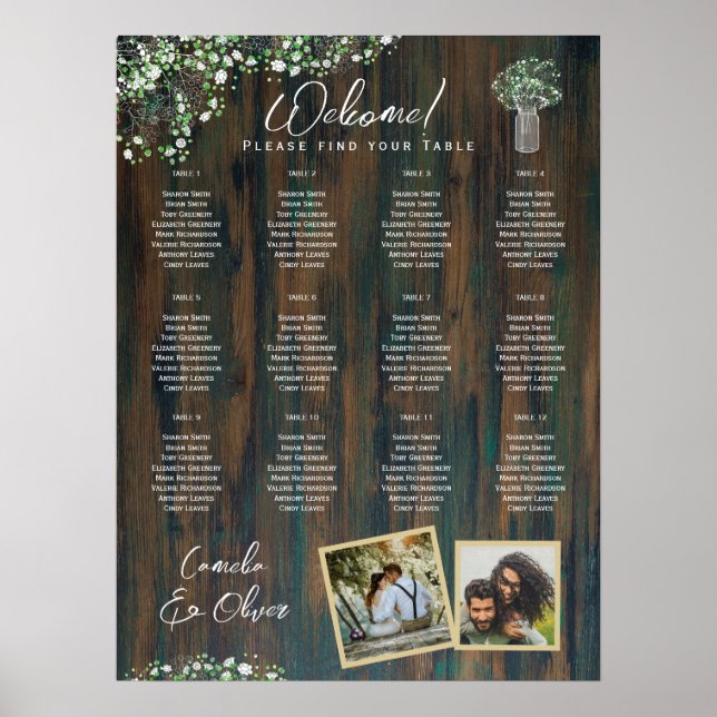 Poster 12 Mesa Rústica Madeira Gypsophila FOTO SENDO ENCA (Frente)