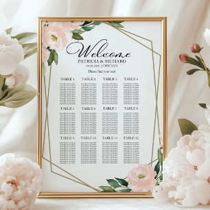 Poster 12 Mesas Rubor Gráfico de Assentos de Casamento