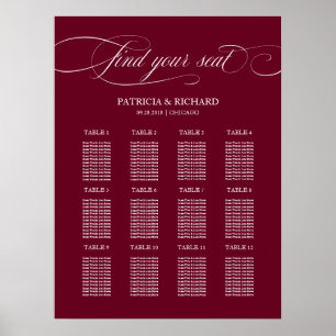 Poster 12 Planos de Casamento de Marsala para Mesas Burgu