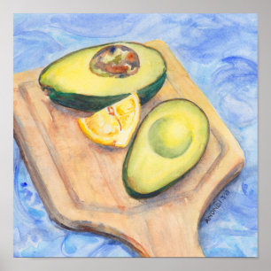 Póster 12"x12" print, "Avocado and Lemon"