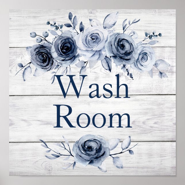 Poster 12 x 12 Chic Farmhouse Blue/White Floral 2 (Frente)