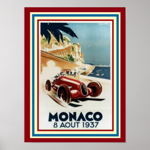 Poster 12 x 16 de Monaco 8 Aout 1937