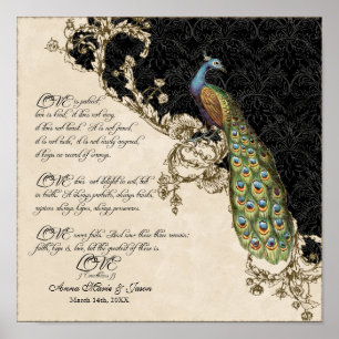 Poster 12x12 Vintage Peacock 1 - Personalizado para Casam