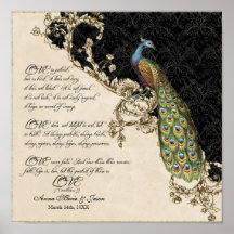 12x12 Vintage Peacock 1 - Personalizado para Casam