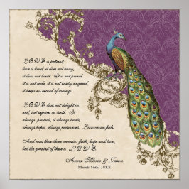 Póster 12x12 Vintage Peacock 1 - Personalizado para Casam