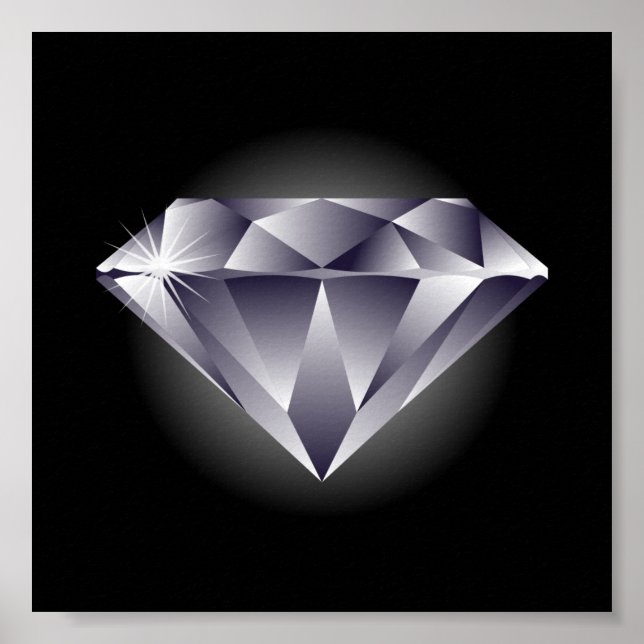 Poster 1307552490_Vetor_Clipart de diamante prateado pret (Frente)