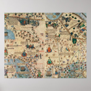 Póster 131-0058260/1 Catalan Atlas: Detail of Asia, by Ja