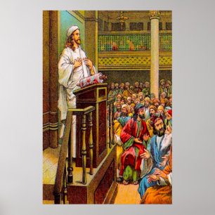 Póster 13:53 de Matthew - 58 Jesus ensinam na sinagoga