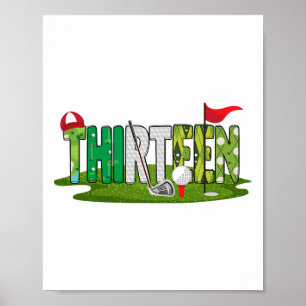 Poster 13 Birthday Golf Theme 13 Anos Crianças Esportes P