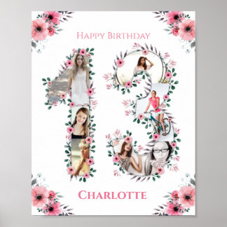 Poster 13 Birthday Pink Flower Girl Fotografia White