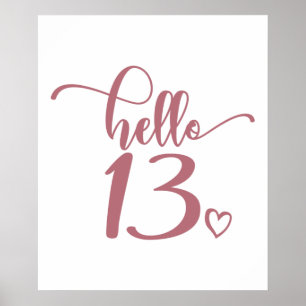 Poster 13 Birthday Women Hello 13 Cute 13 Anos