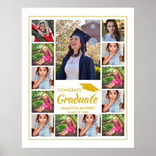 Poster 13 Colagem de Fotos Congrats Graduado Dourado Bran