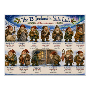 Póster 13 Duendes de Natal islandeses Natal reykjavik