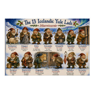 Póster 13 Duendes de Natal islandeses Natal reykjavik