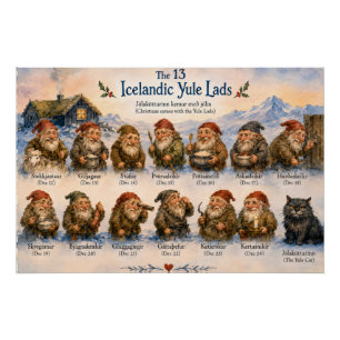 Póster 13 Duendes Islandeses Natal na Islândia